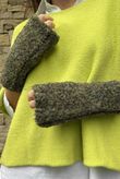 Boucle Fingerless Gloves Khaki Melange